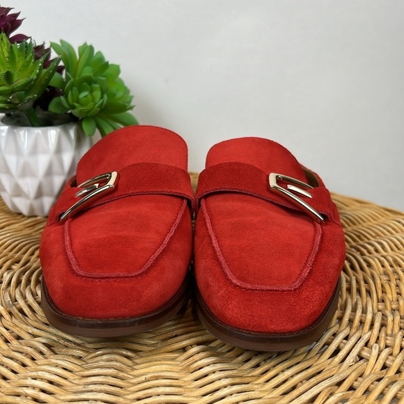 Aquatalia Mules Loafer Slip On Leather Suede Orange Buckle 7.5 - Picture 2 of 12